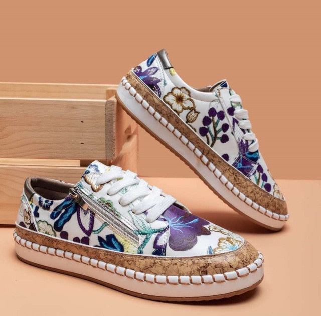 Reina | Women's Floral Embroidered Platform Sneakers - Image 2