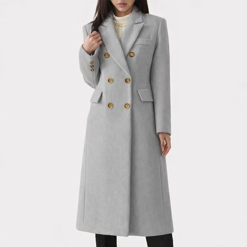 Remilda | Women's Double Breasted Long Coat - Image 2