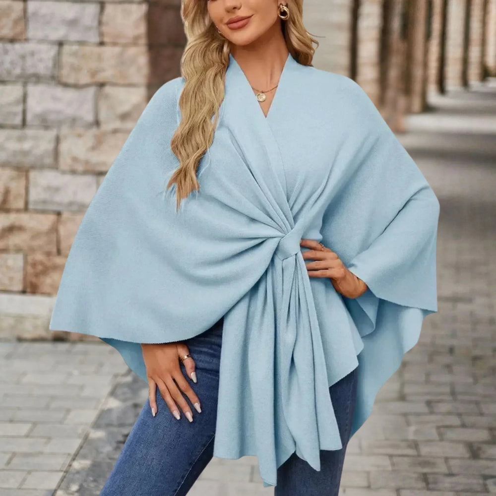 Renata | Women's Tie Front Wrap Poncho - Image 2