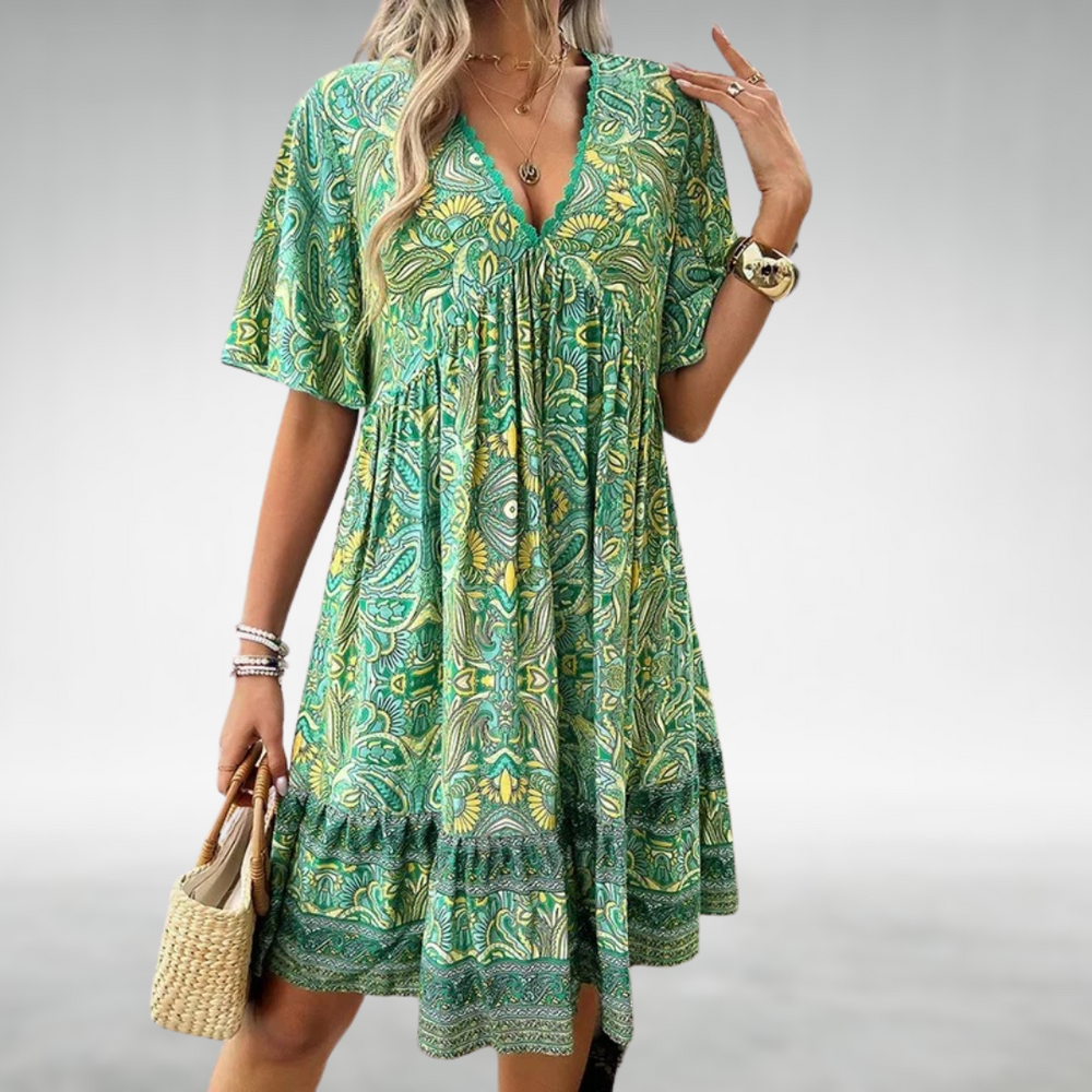 Reverie | Women's Paisley Print V-Neck Mini Dress - Image 2