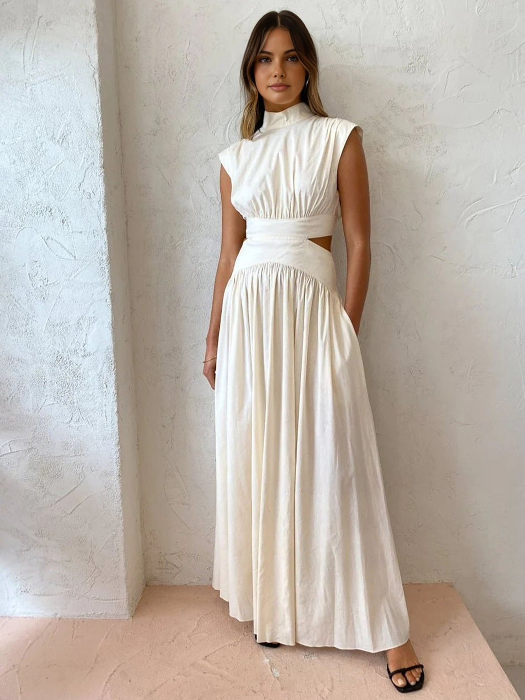 Rhiannon | Women's Mock Neck Cutout Maxi Dress - Image 1