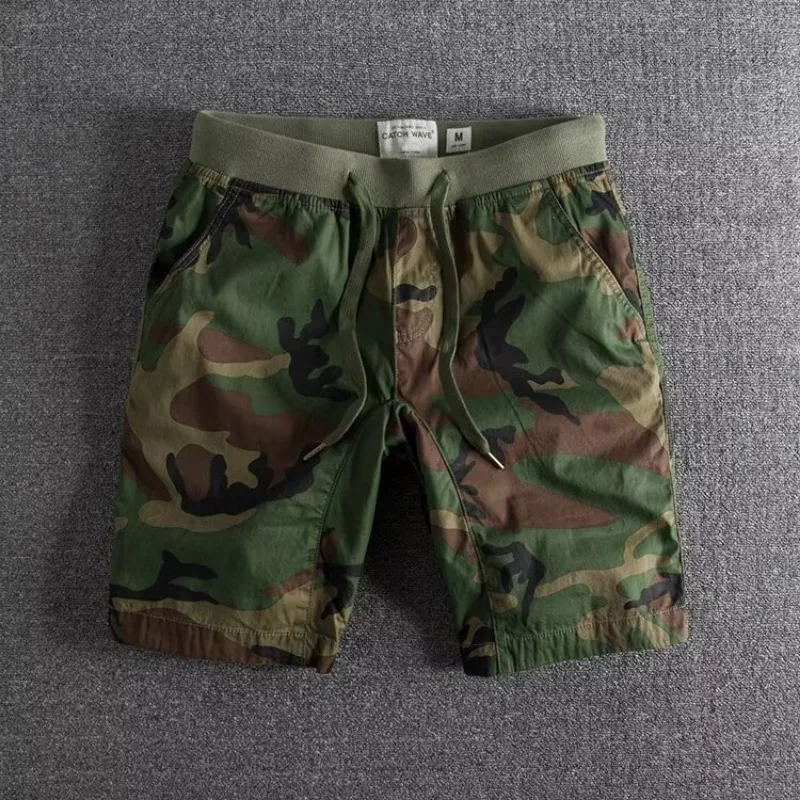 Riven | Men's Camo Elastic Waist Shorts - Image 1
