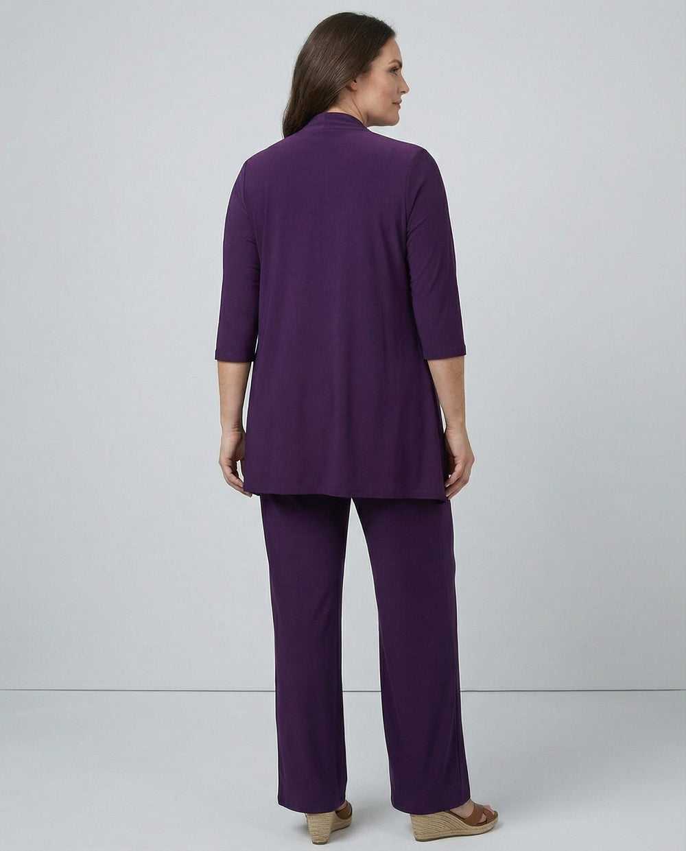 Romilda | Women's 3-Piece Pant Suit Set - Plum - Image 2