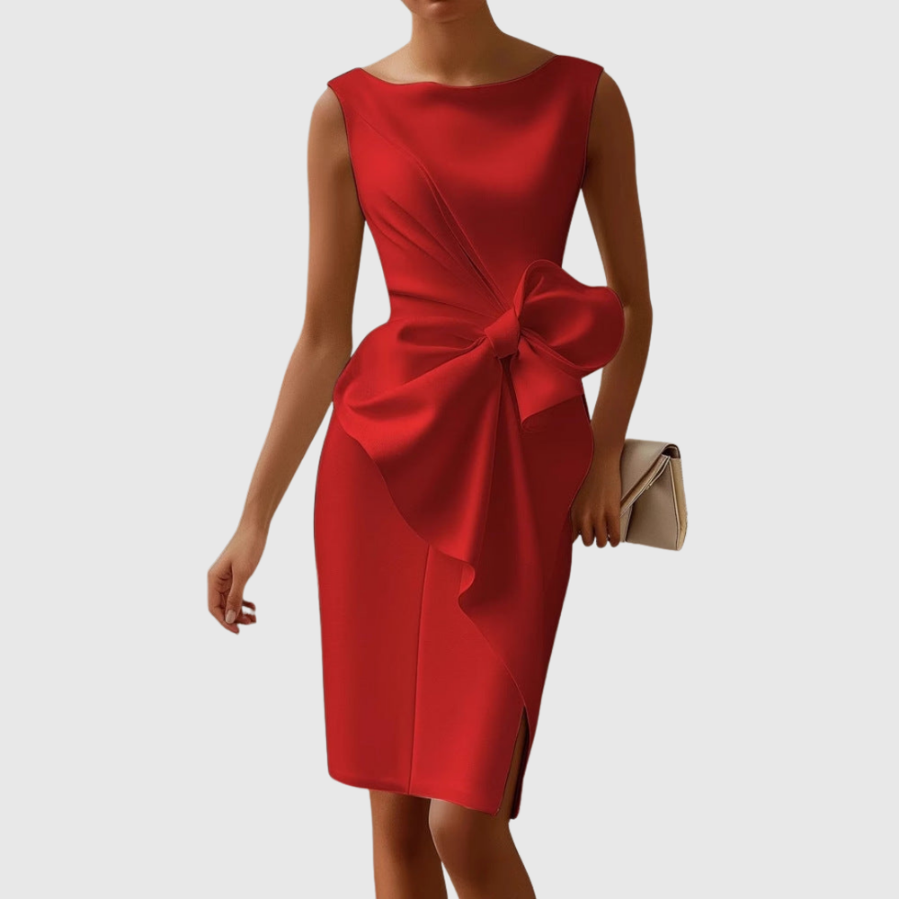 Romilly | Women's Bow Detail Sleeveless Midi Dress - Black - Image 2
