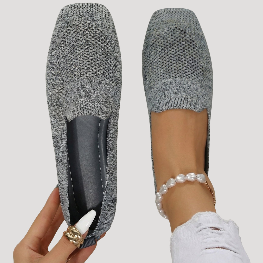 Romilly | Women's Square Toe Slip-On Flat Shoes - Grey - Image 1