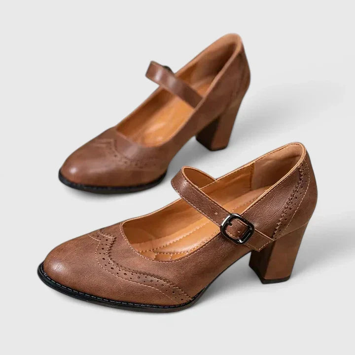 Rosalie | Women's Block Heel Mary Jane Shoes - Brown - Image 2