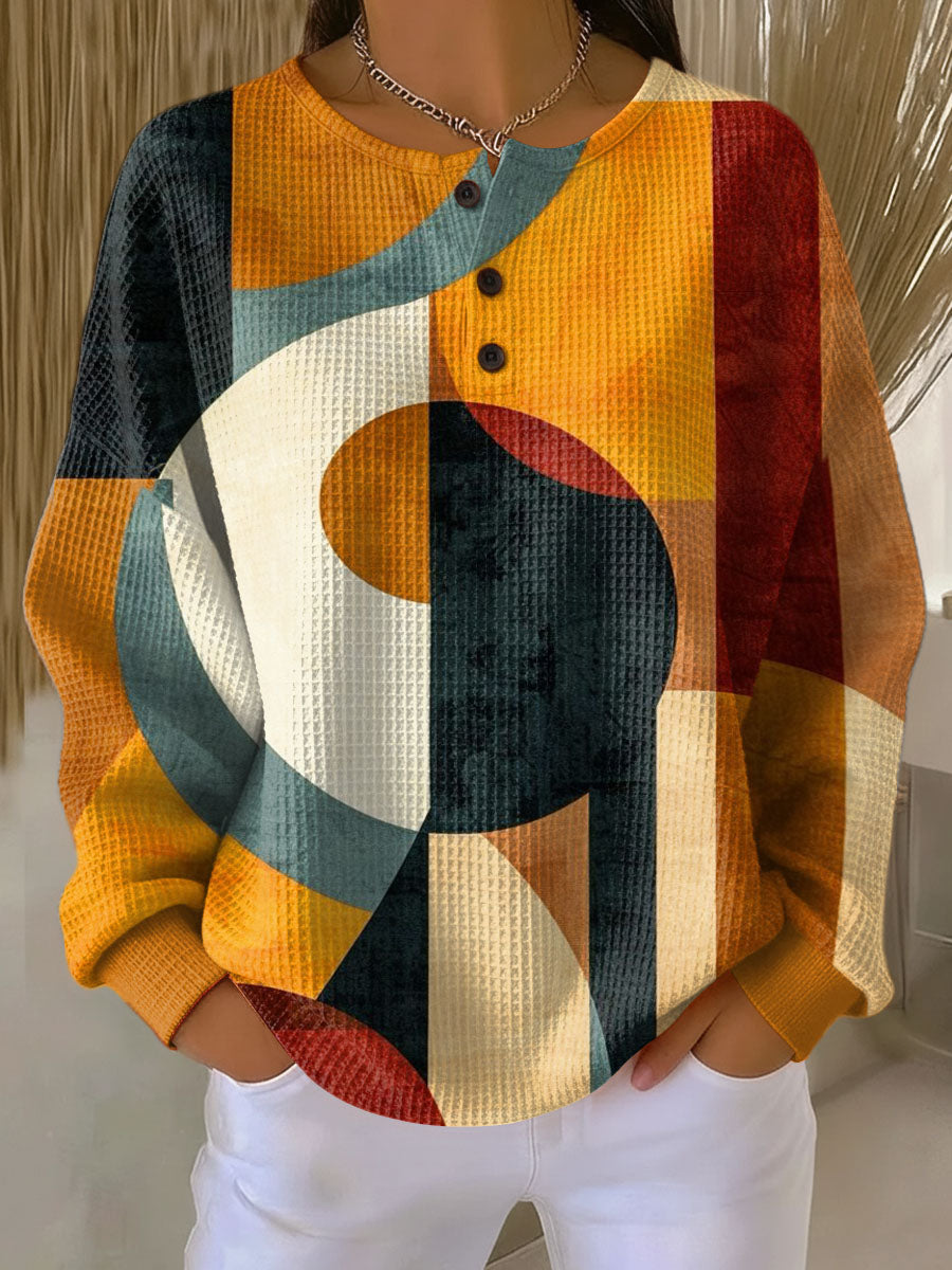 Rosalie | Women's Geometric Print Long Sleeve Sweater - Image 1