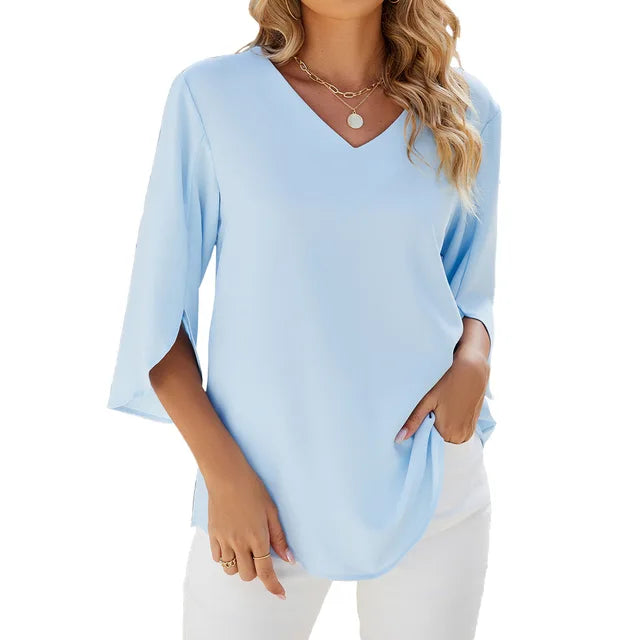 Rosalind | Women's V-Neck 3/4 Sleeve Blouse - Image 1