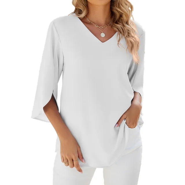 Rosalind | Women's V-Neck 3/4 Sleeve Blouse - Image 2