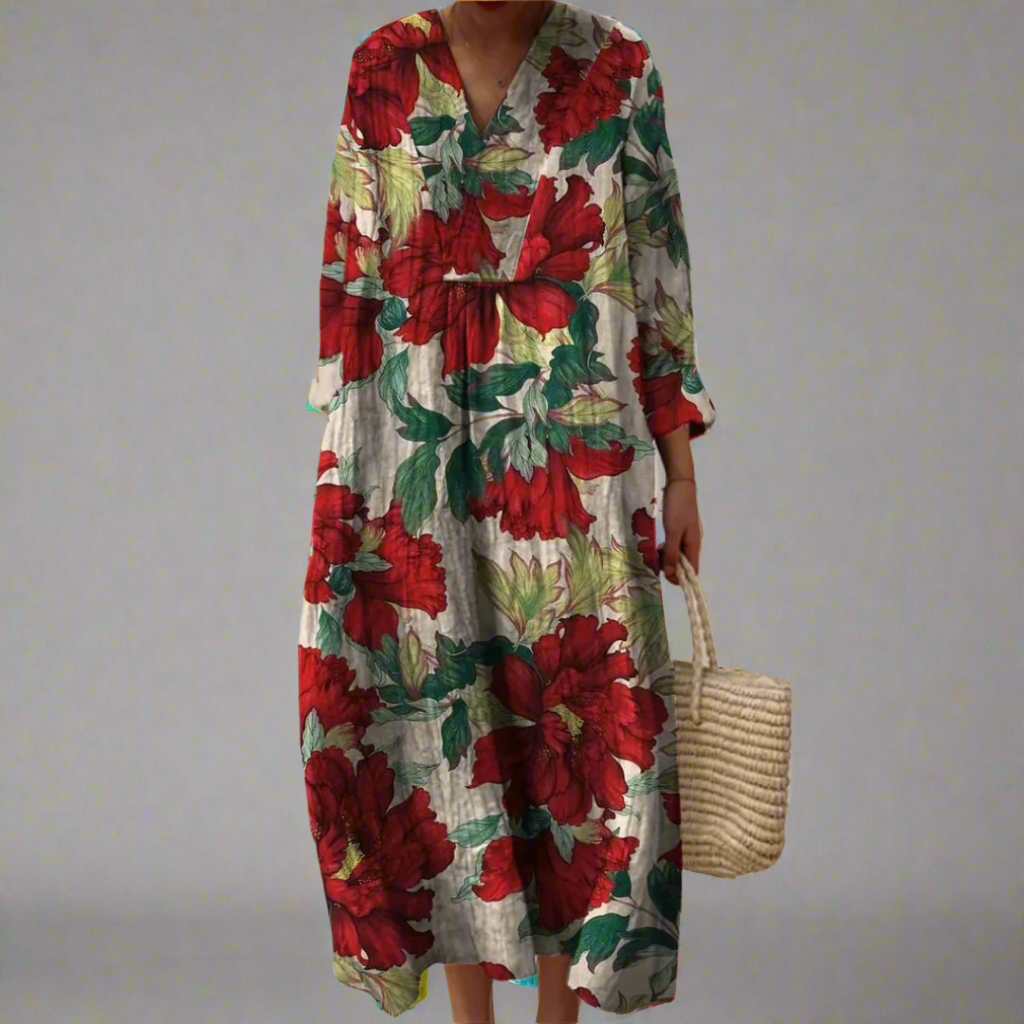 Rosalinda | Women's Floral Long Sleeve Midi Dress - Image 1