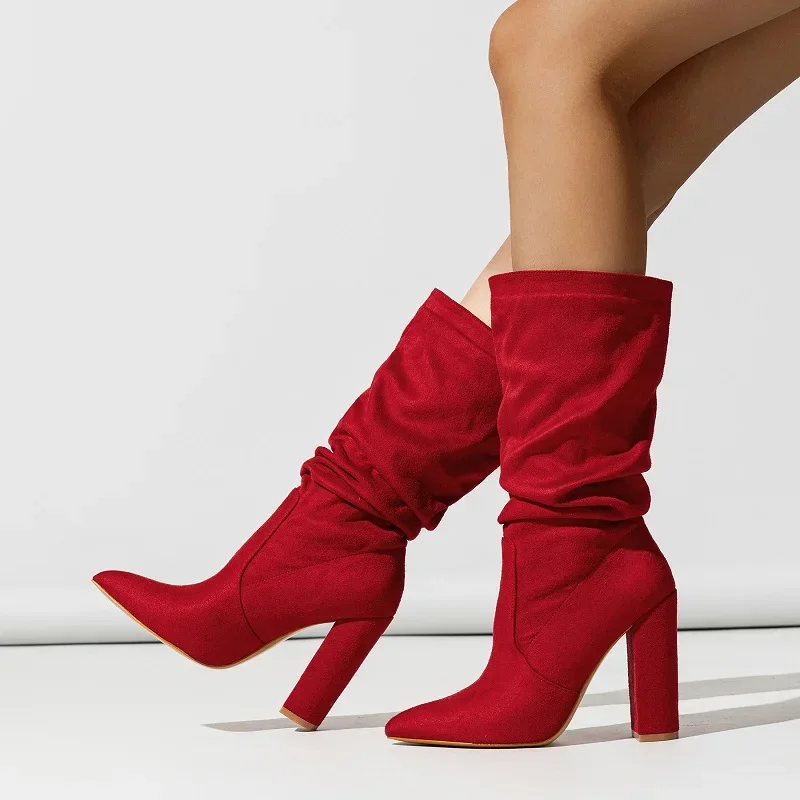 Rosaline | Women's Red Knee High Heel Boots - Image 1