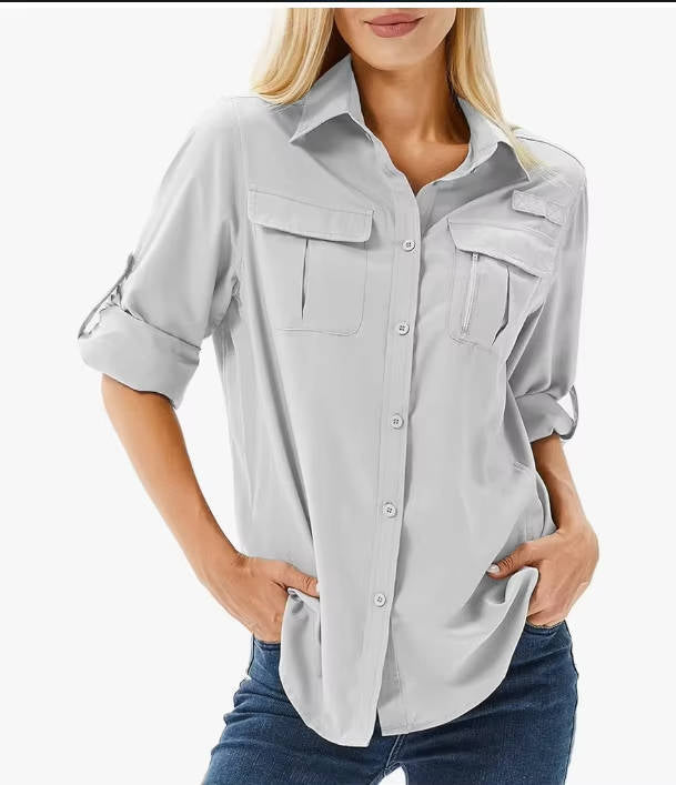 Rosamund | Women's Collared Long Sleeve Button Down Shirt - Image 2