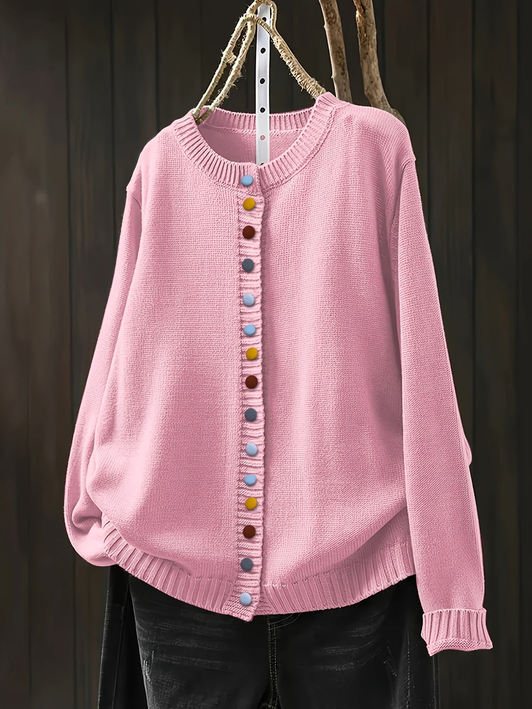 Rosamund | Women's Knit Button-Through Cardigan - Pink - Image 1
