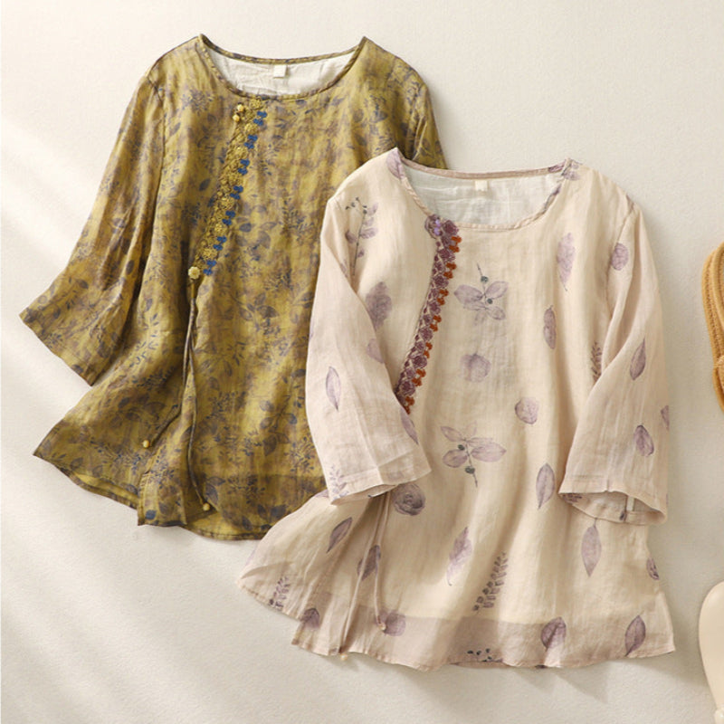 Rosemarie | Women's Floral Embroidered 3/4 Sleeve Blouse - Image 2