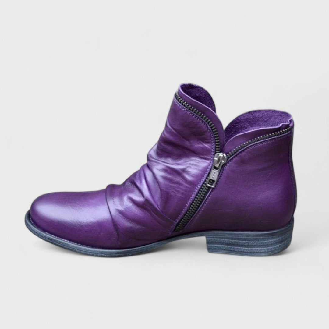 Rosemarie | Women's Purple Zip Up Ankle Boots - Image 1
