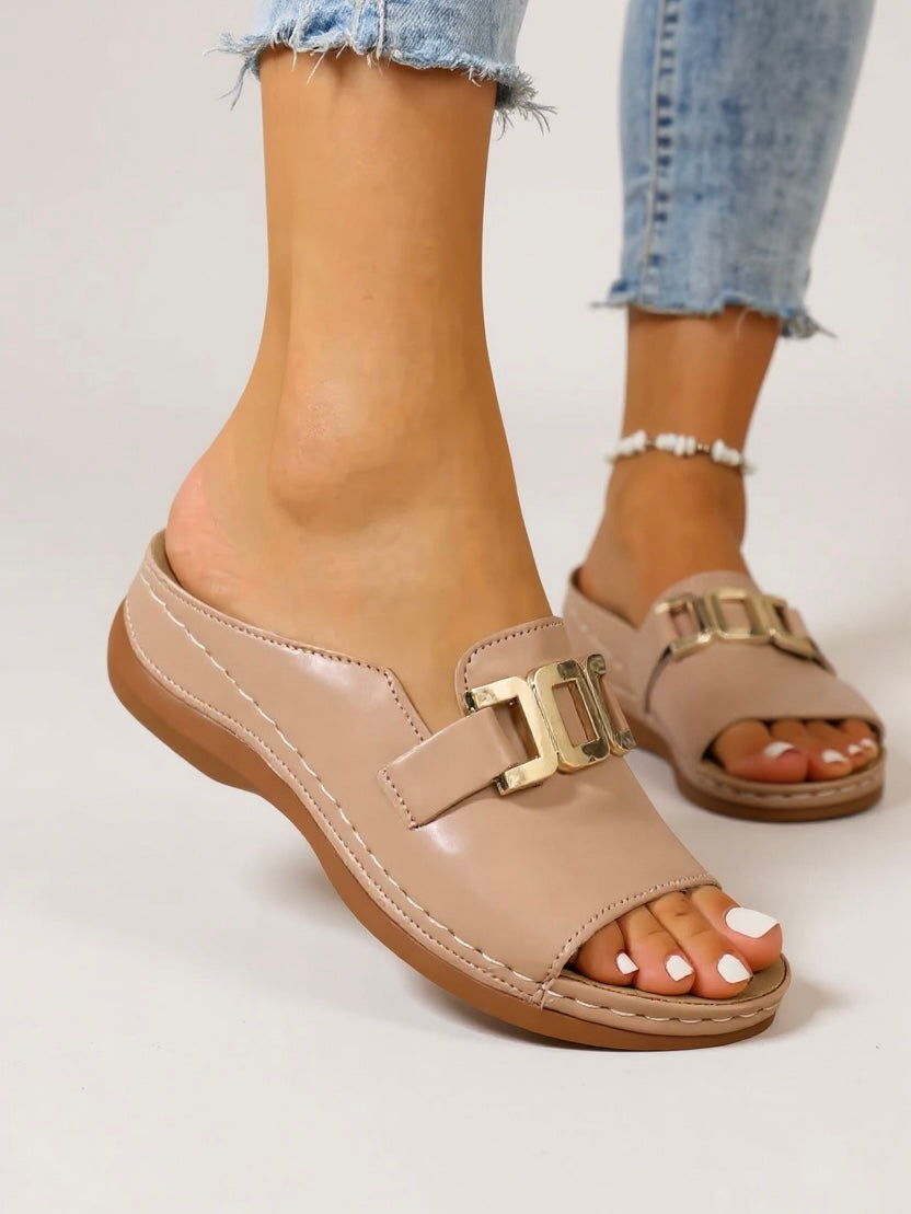 Rosemary | Women's Buckle Platform Slides - Image 1