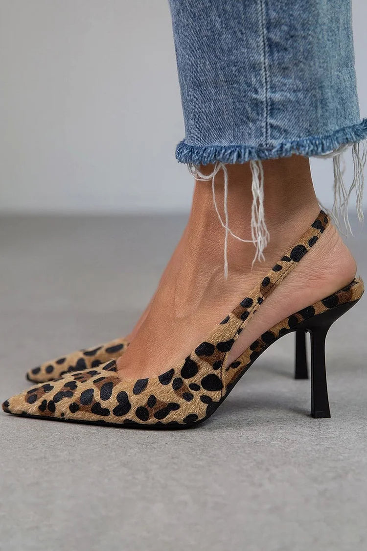 Rosetta | Women's Leopard Print Pointed Heels - Brown - Image 1