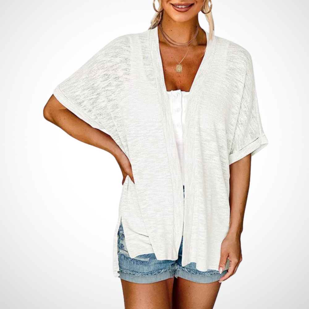 Rowena | Women's Short Sleeve Open Front Cardigan - Image 2