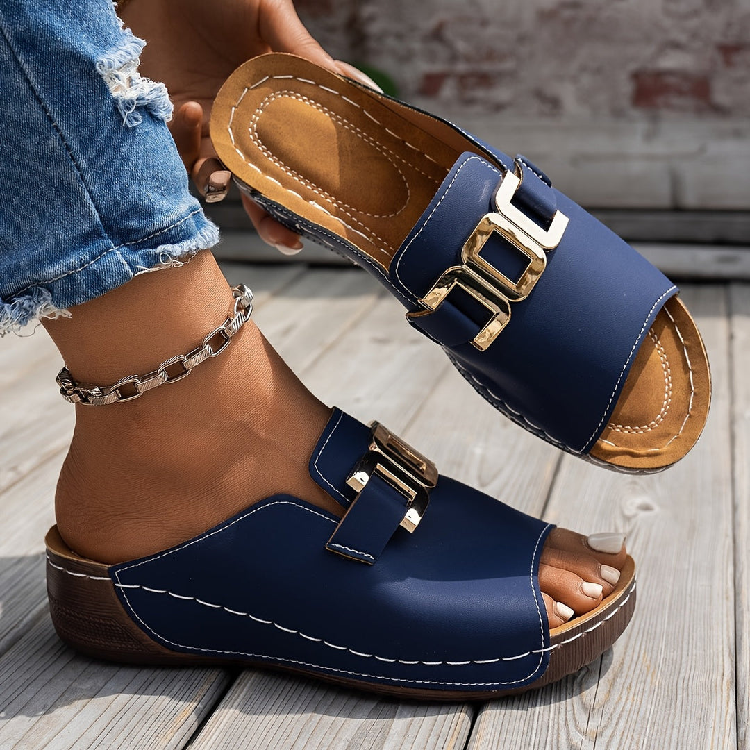 Roxanna | Women's Platform Sandals with Gold Hardware - Image 1