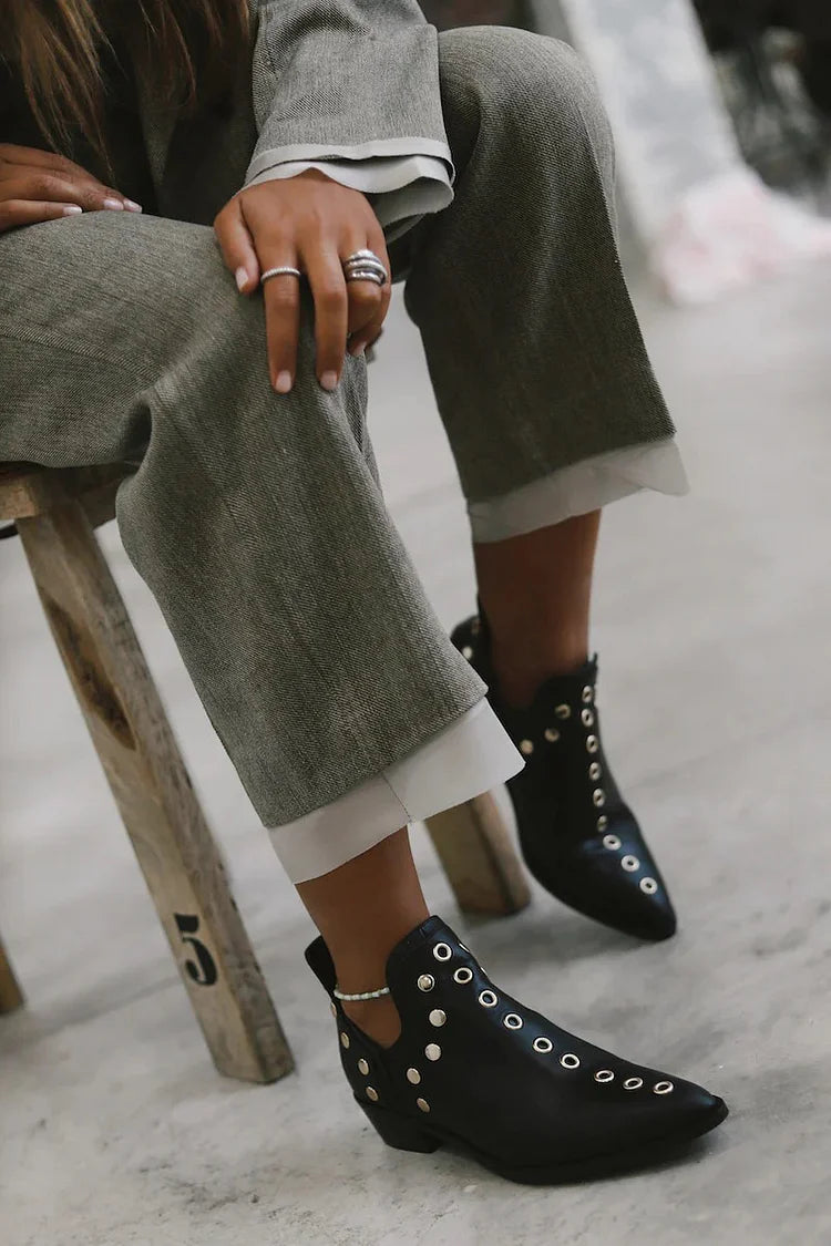 Roxanne | Women's Studded Ankle Boots - Black - Image 2