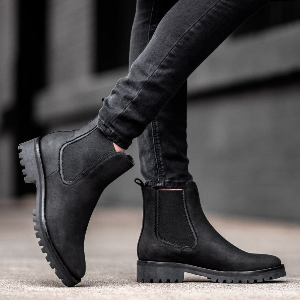 Sabrina | Women's Black Chunky Sole Ankle Boots - Image 1