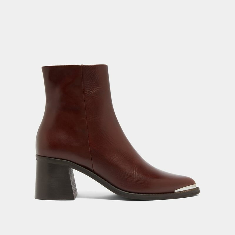 Saoirse | Women's Leather Ankle Boots Block Heel - Burgundy - Image 1