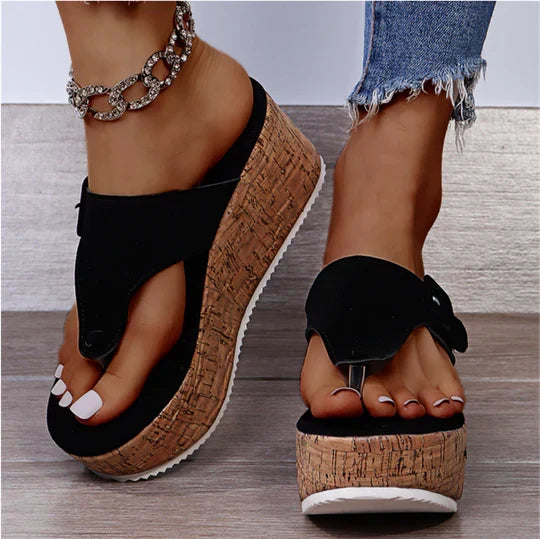 Saoirse | Women's Platform Wedge Thong Sandals - Image 1