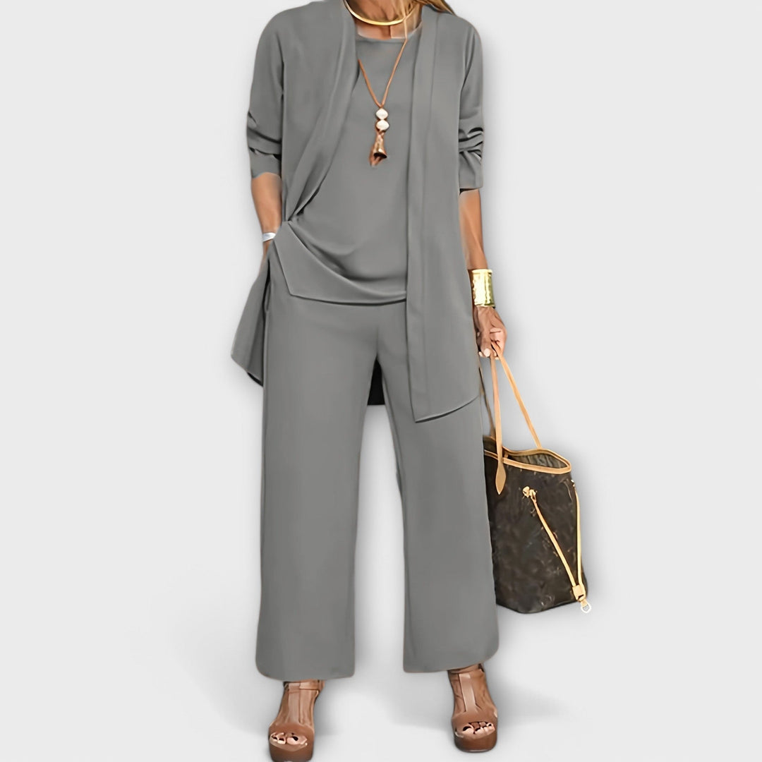 Saoirse | Women's Wide Leg Three Piece Set - Grey - Image 1