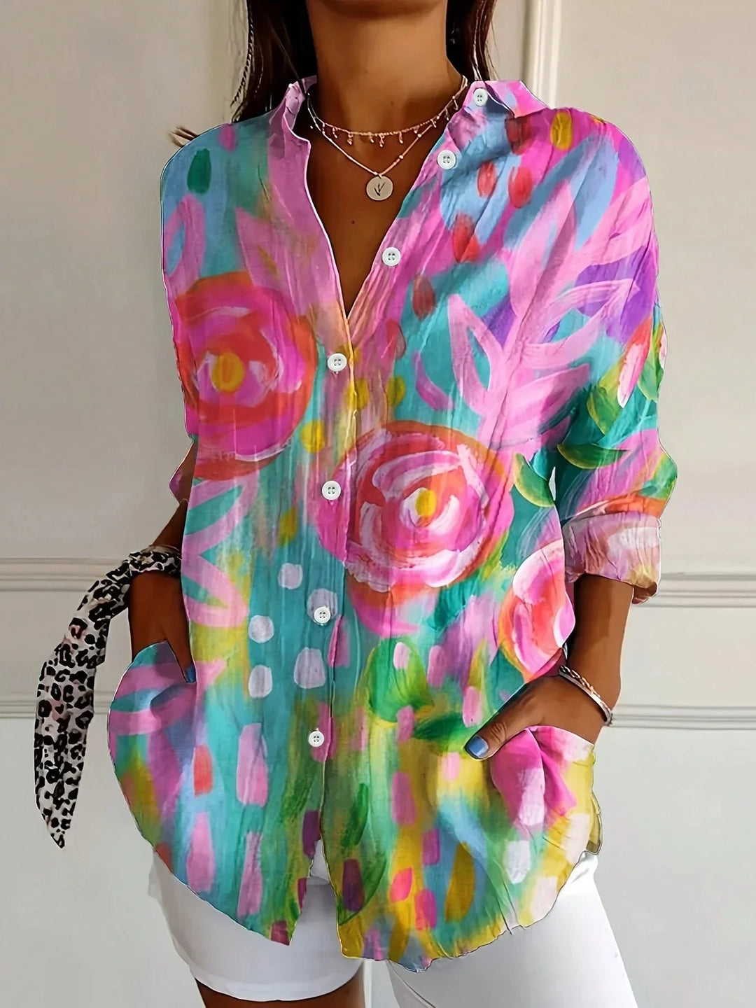 Saskia | Women's Floral Button Down Blouse - Image 1