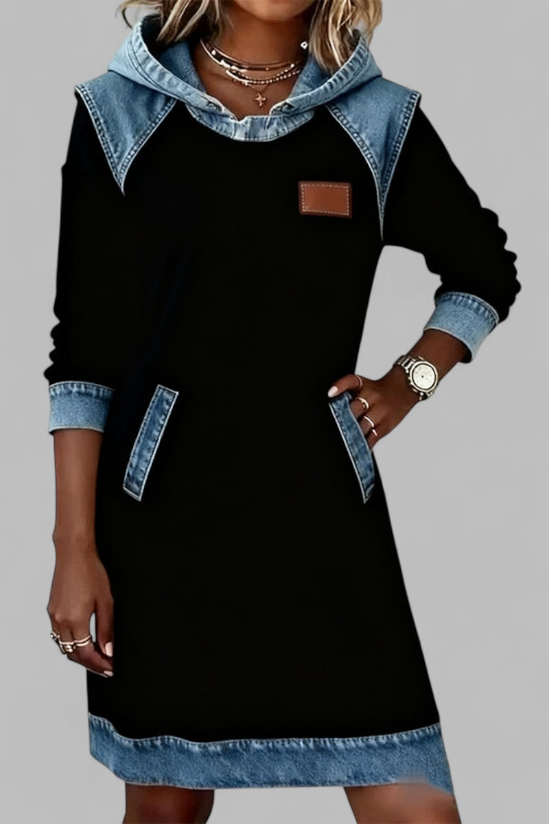 Senna | Women's Hooded Long Sleeve Midi Dress - Image 1