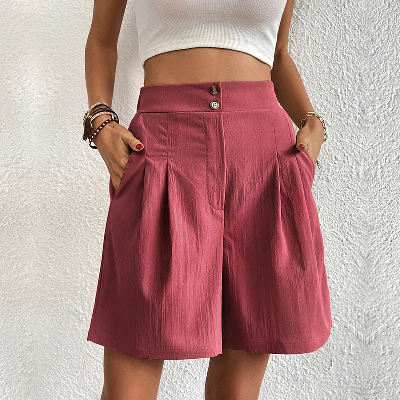 Serafina | Women's High Waist Wide Leg Pleated Shorts - Image 2
