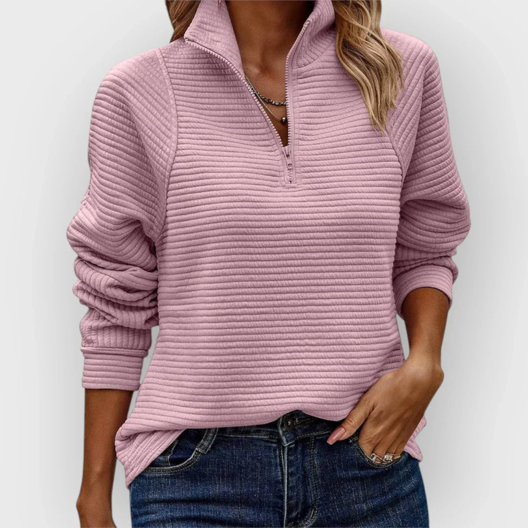 Seraphima | Women's Half Zip Ribbed Long Sleeve Pullover - Image 1
