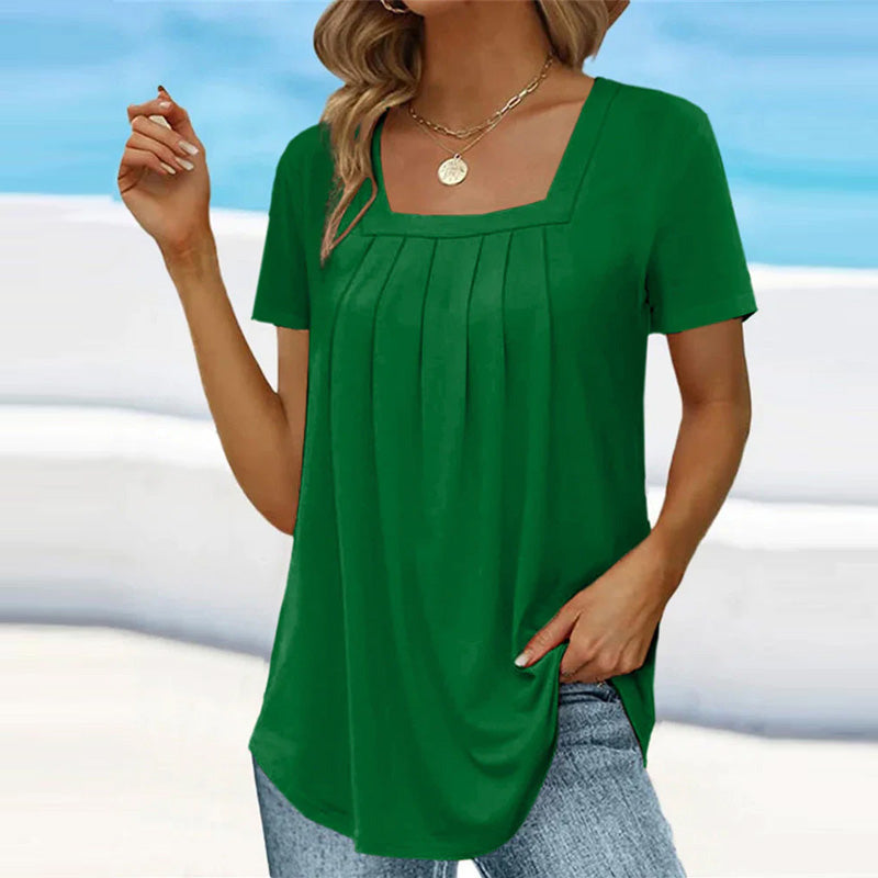 Seraphine | Women's Square Neck Pleated Blouse - Image 2