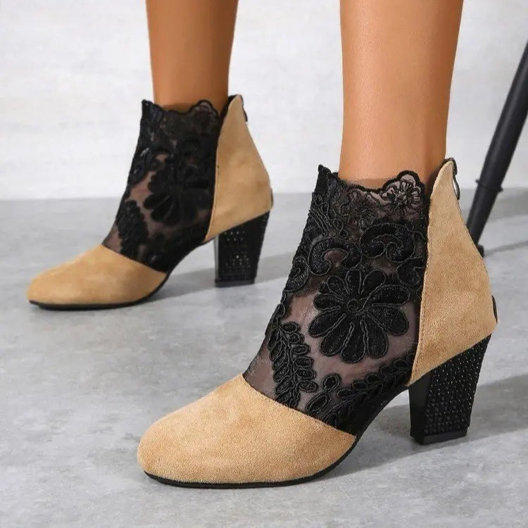 Seraphira | Women's Heeled Ankle Boots with Mesh Detail - Image 1