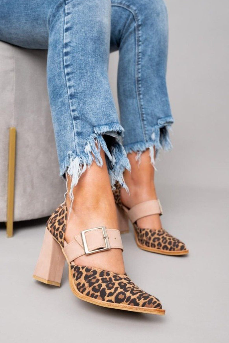 Seraphita | Women's Leopard Print Block Heel Sandals - Image 1
