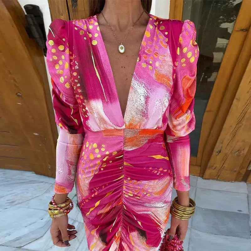 Serenata | Women's Floral Wrap Maxi Dress Long Sleeve - Pink - Image 2