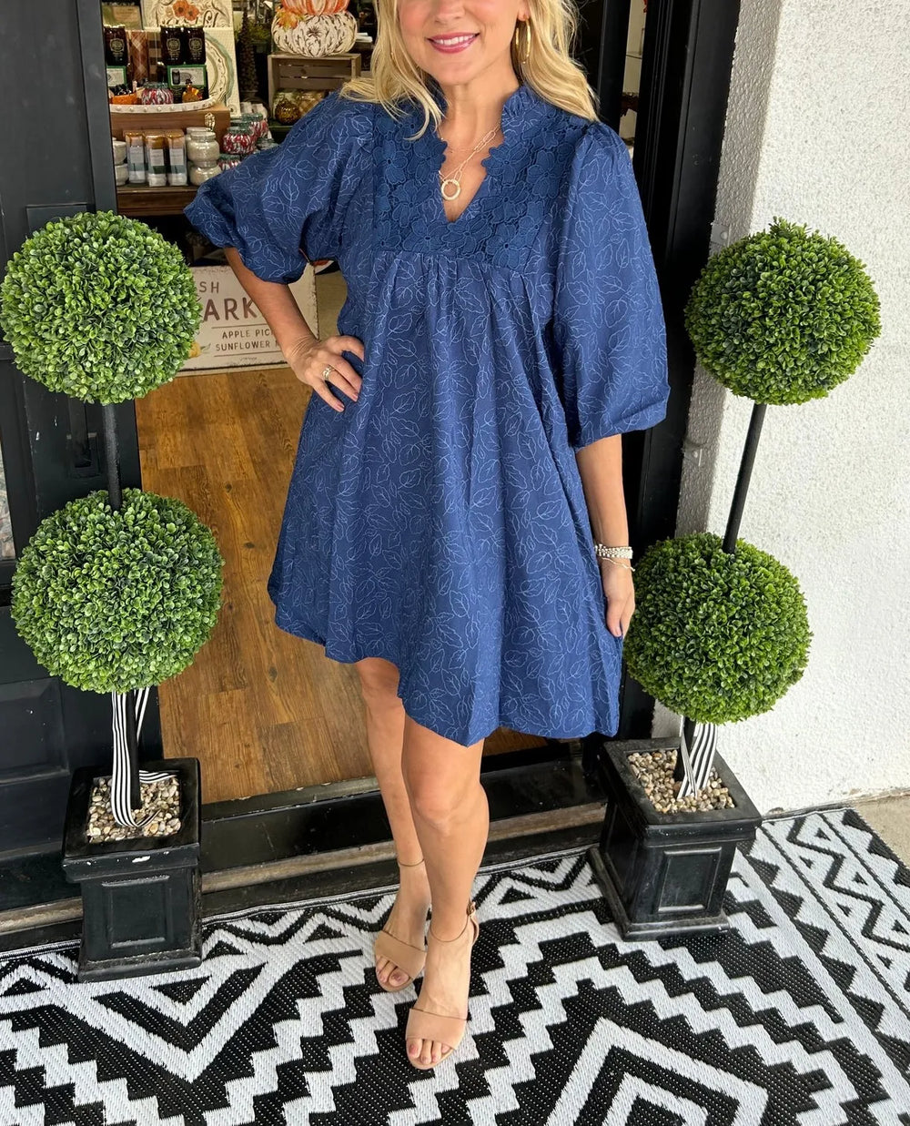Serenity | Women's V-Neck Puff Sleeve Mini Dress - Image 2