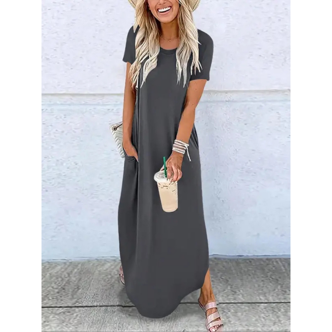 Sienna | Women's Round Neck Short Sleeve Maxi Dress - Image 1