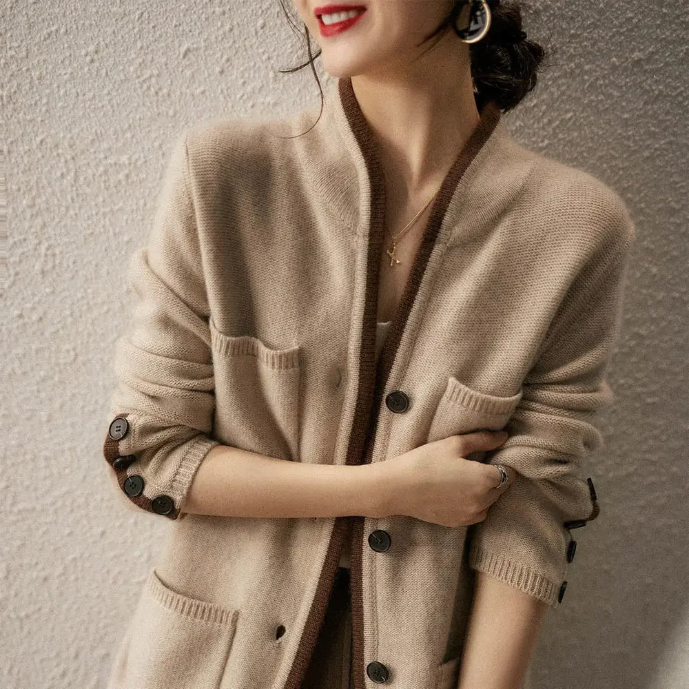 Solenne | Women's Button Front Long Sleeve Cardigan - Image 2