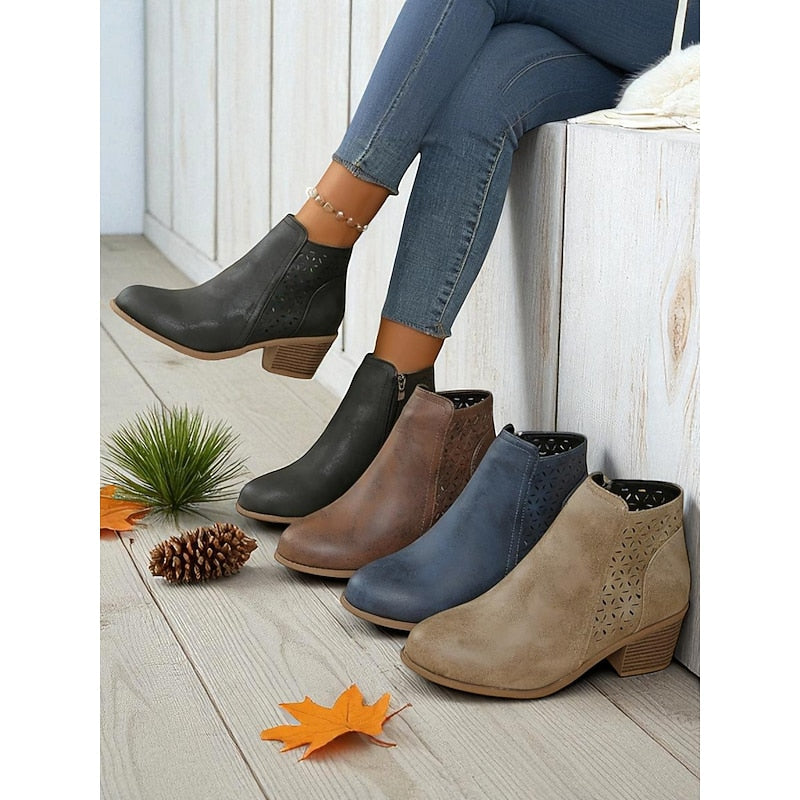 Solvaine | Women's Chelsea Ankle Boots Low Block Heel - Image 1