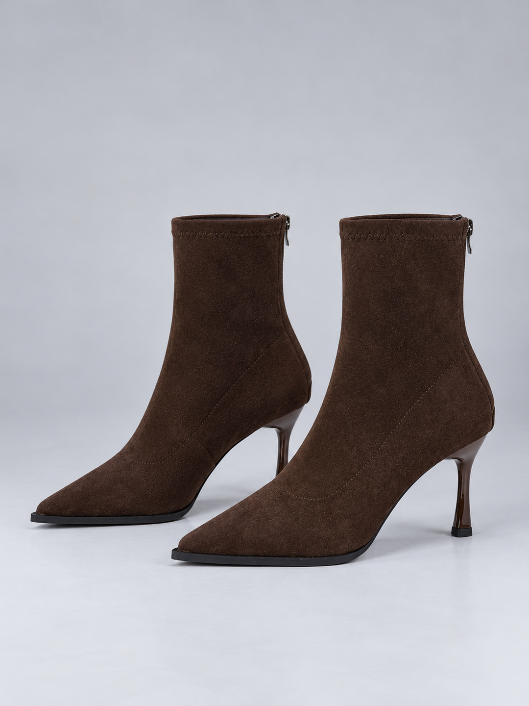 Solvara | Women's Suede Ankle Boot Stiletto Heel - Dark Brown - Image 1