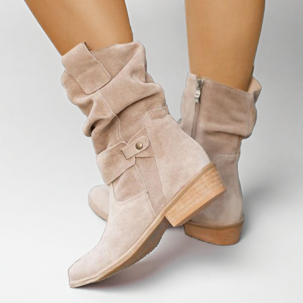 Soraya | Women's Chelsea Ankle Boot, Slouch Block Heel - Taupe - Image 1