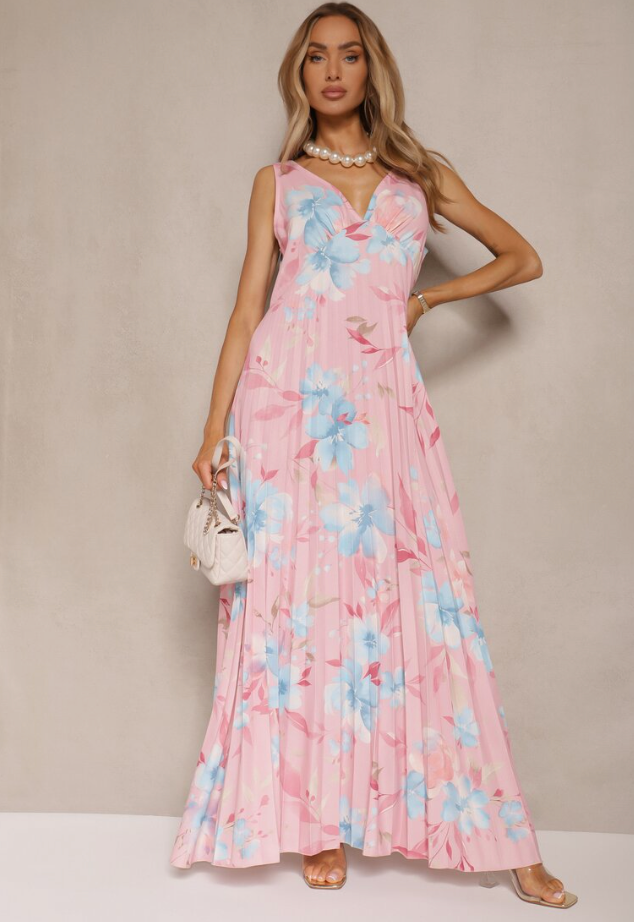 Soraya | Women's Floral Sleeveless V-Neck Maxi Dress - Floral - Image 1