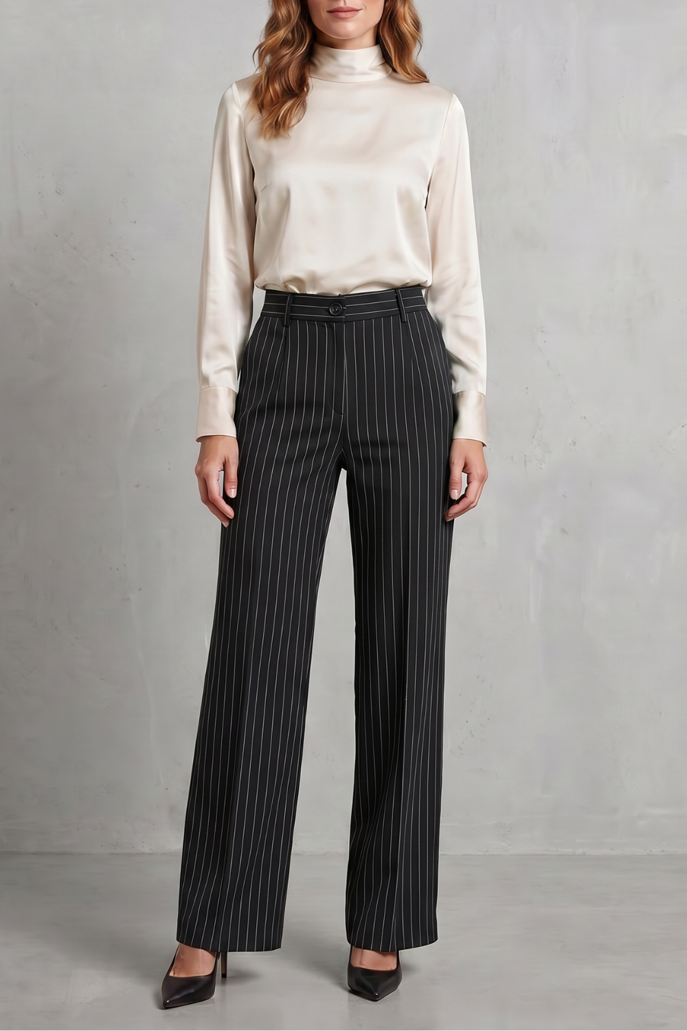Sylvara | Women's Corduroy Trousers Wide-Leg - Dark Grey - Image 1