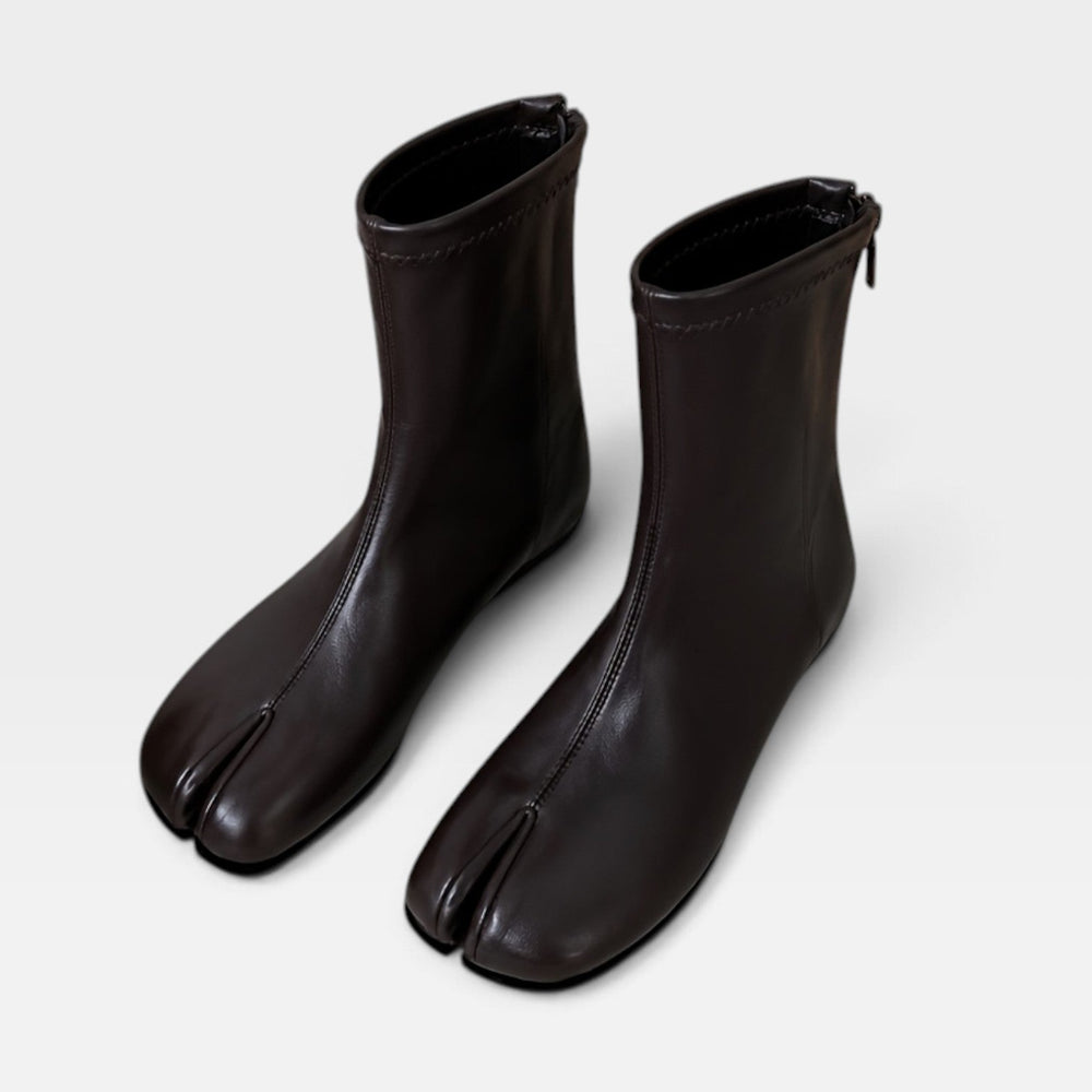 Tamsin | Women's Split-Toe Flat Ankle Boots - Black - Image 2