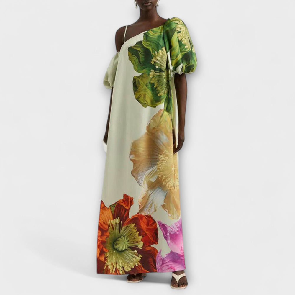 Tamsyn | Women's Floral Print Asymmetric Maxi Dress - Floral - Image 2