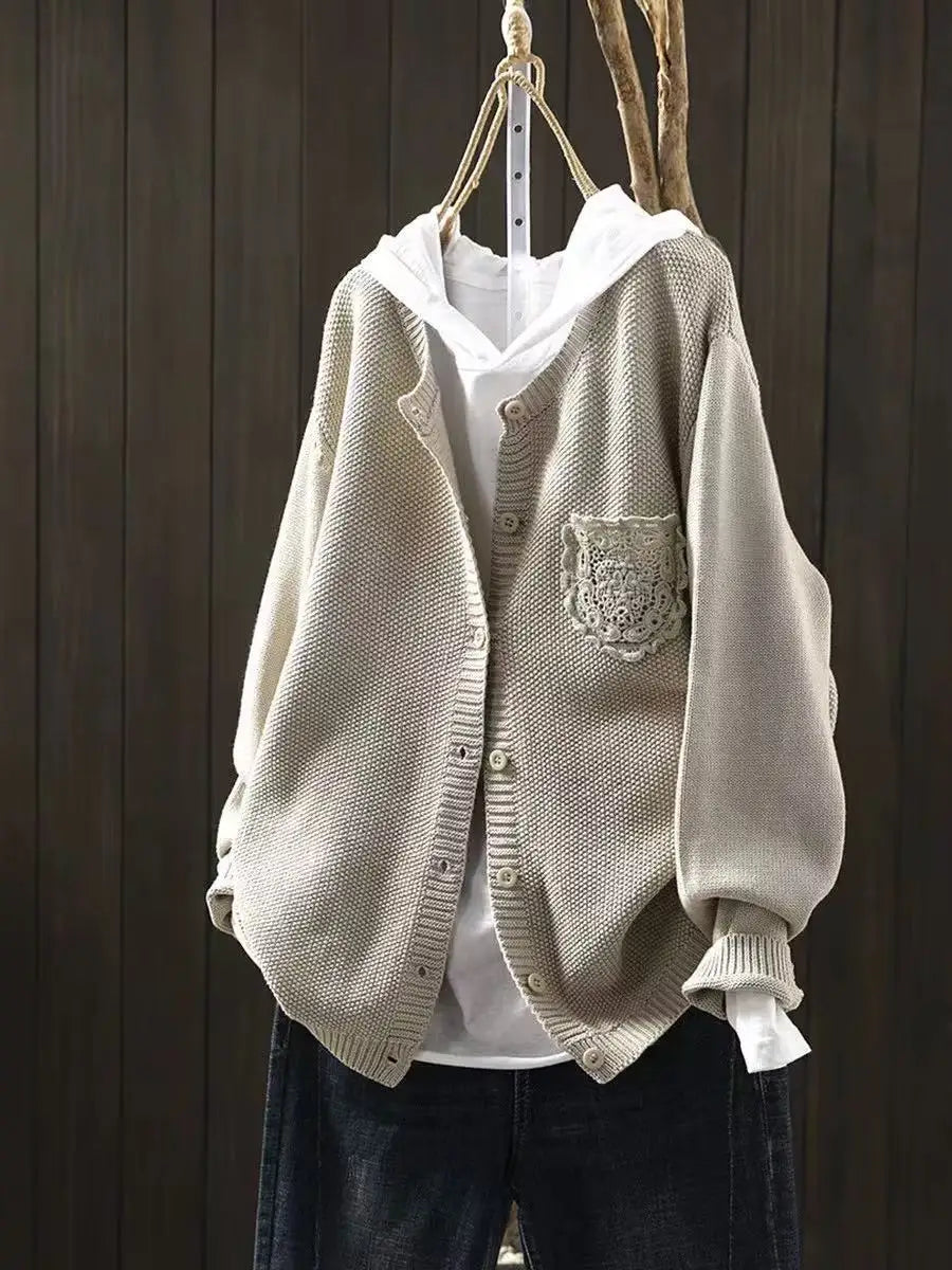 Tamzara | Women's Oversized Knit Cardigan - Red - Image 2