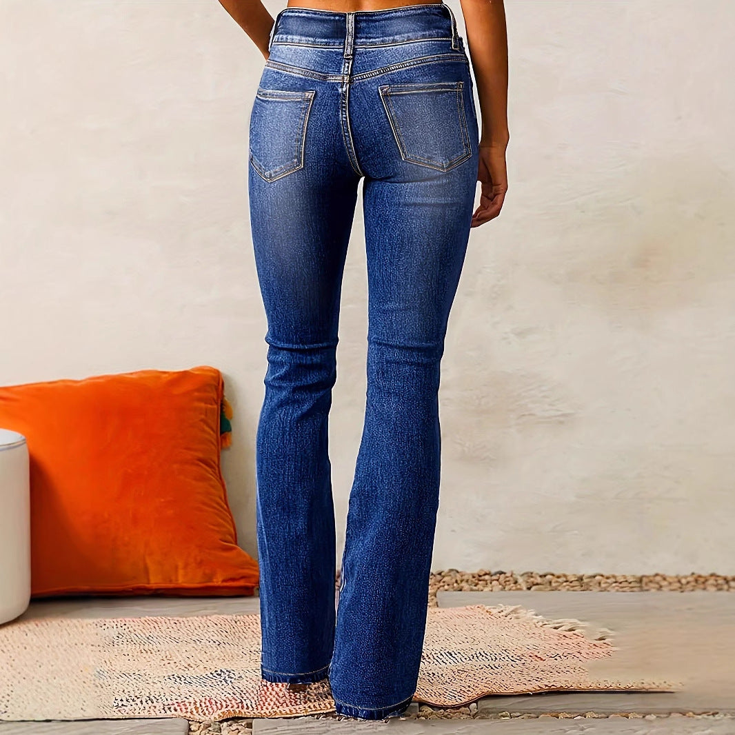 Tanwen | Women's High Rise Bootcut Jeans - Blue - Image 1