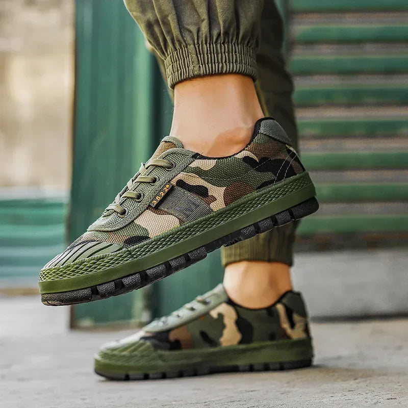 Tavian | Men's Camo Low Top Lace-Up Sneaker - Olive Green - Image 1