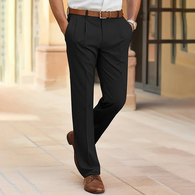 Tavish | Men's Pleated Straight Leg Dress Pants - Navy - Image 2